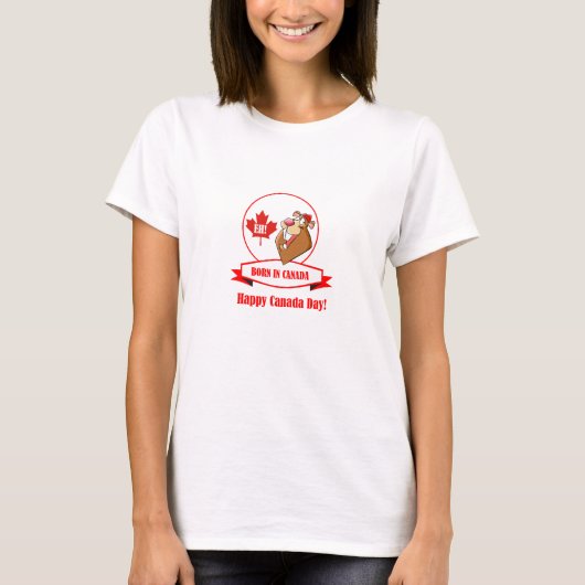 Geboren in Canada Eh Fijne Canada-dag TShirt (Voorkant)