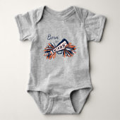 Geboren in Cheer - Navy Blue, Oranje en wit Romper (Voorkant)