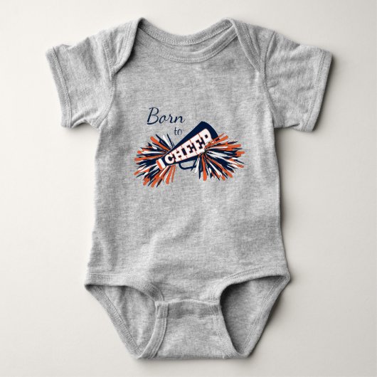 Geboren in Cheer - Navy Blue, Oranje en wit Romper (Voorkant)
