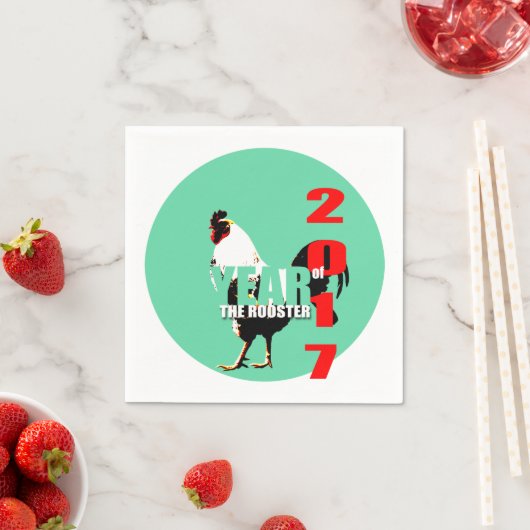 Geboren in Chinese Haan Jaar 2017 Verjaardag PPN Servetten (Insitu)