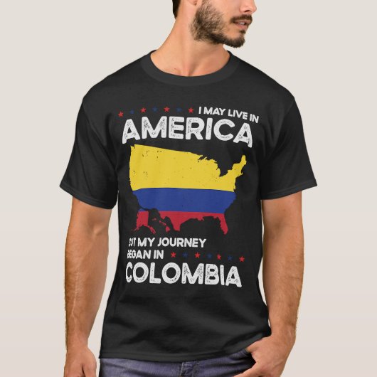 Geboren in Colombiaans Colombia Amerikaans staatsb T-shirt (Voorkant)