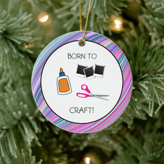 Geboren in Craft Cute Crafting Ceramic Ornament (Boom)