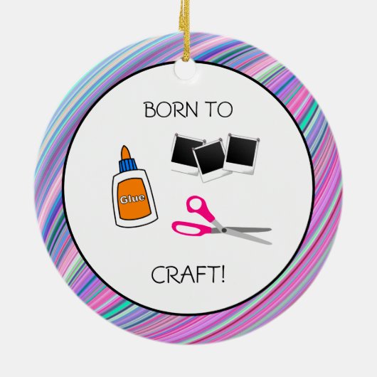 Geboren in Craft Cute Crafting Ceramic Ornament (Achterkant)