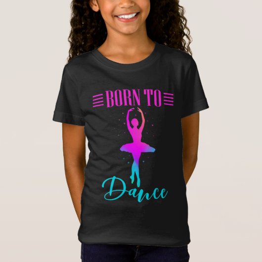 Geboren in Dance Ballerina T-shirt (Voorkant)