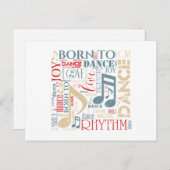Geboren in Dance Blue/Red/Gold ID277 Briefkaart (Voorkant / Achterkant)