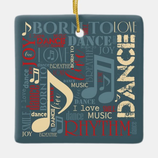 Geboren in Dance Blue/Red/Gold ID277 Keramisch Ornament (Voorkant)