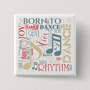 Geboren in Dance Blue/Red/Gold ID277 Vierkante Button 5,1 Cm