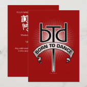 Geboren in Dance Party Invitation Kaart (Voorkant / Achterkant)