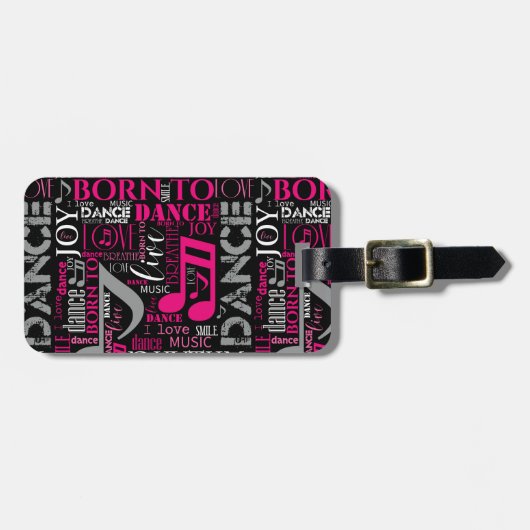 Geboren in Dance Pink ID277 Bagagelabel (Voorkant horizontaal)