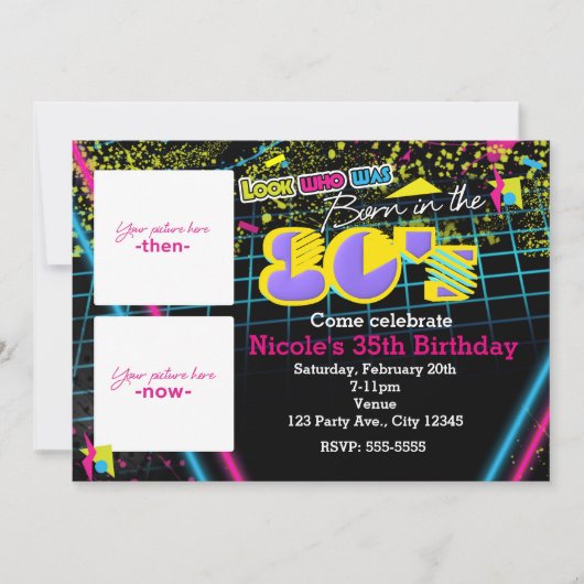 Geboren in de 2 Foto's van de 80. Kaart (Voorkant)