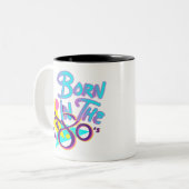 Geboren in de 80s Cool Age Art Tweekleurige Koffiemok (Voorkant links)