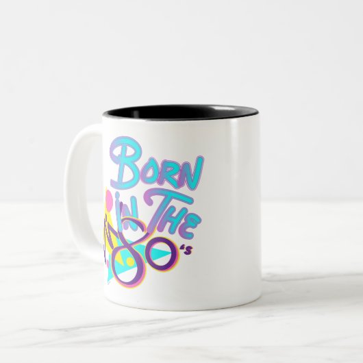 Geboren in de 80s Cool Age Art Tweekleurige Koffiemok (Voorkant links)
