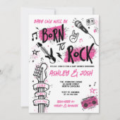 Geboren in de Baby shower Rock Girl Kaart (Voorkant)