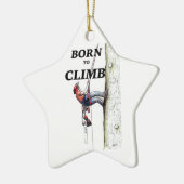 Geboren in de boomchirurg tijdens kerstmis keramisch ornament (Links)