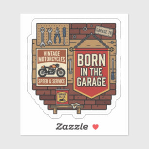 Geboren In De Garage Vintage Motorfiets Vinyl Sticker