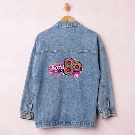 Geboren in de jaren 80 kleurrijke tekst grafisch o denim jacket (Hangar)
