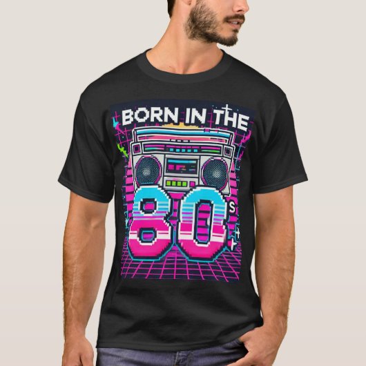Geboren in de jaren 80 Retro Graphic T-Shirt – Neo (Voorkant)