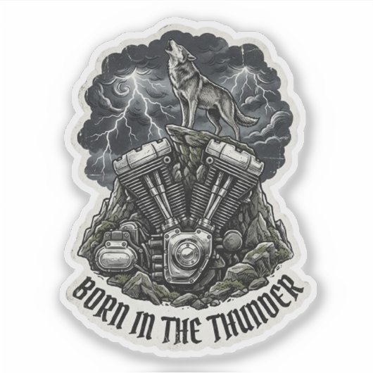 Geboren in de Thunder Wolf Engine Sticker (Voorkant)
