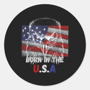 Geboren in de Verenigde Staten Eagle Silhouette Pa Ronde Sticker