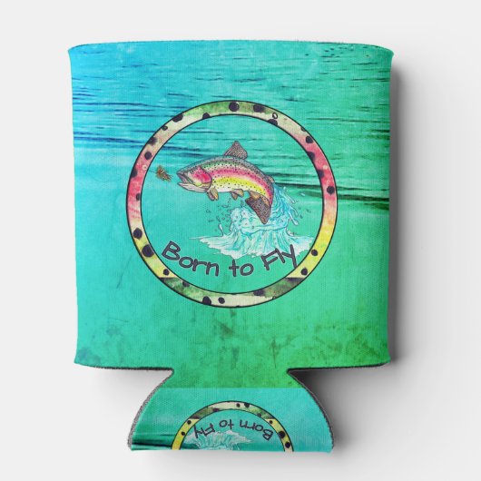 Geboren in de Vliegende regenboogforel Blikjeskoeler (Achterkant)