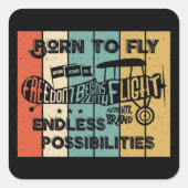 Geboren in de vlucht vierkante sticker (Voorkant)