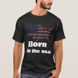 Geboren in de VS Amerikaanse Vlag Kaart Patriottis T-shirt