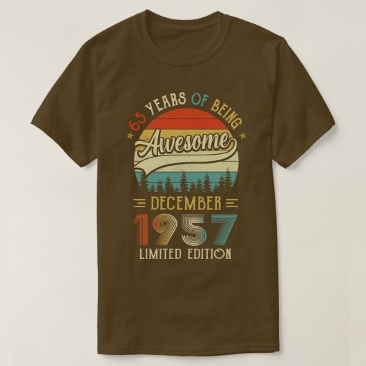 Geboren in december 1957 65e verjaardag, 1957 65 Y T-shirt (Design voorkant)
