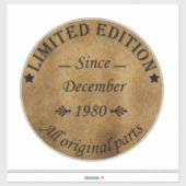 geboren in december 1980  verjaardag sticker (Vel)