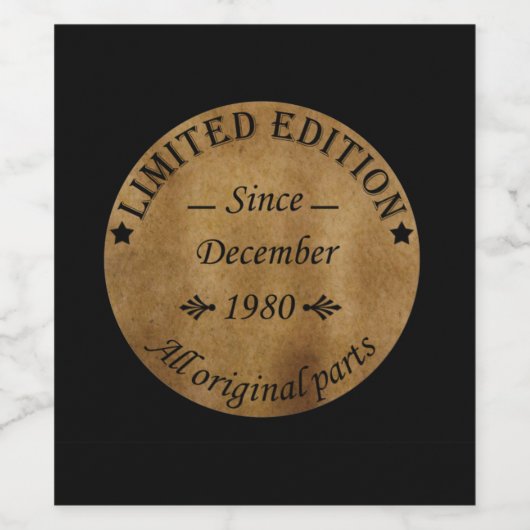 geboren in december 1980  verjaardag wijn etiket (Enkel label)