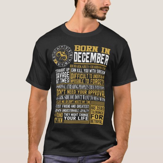 Geboren in december feiten t-shirt (Voorkant)