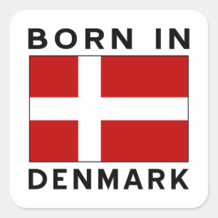 Geboren in Denemarken Zwart Vierkante Sticker