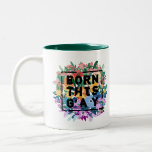 Geboren in deze Gay Floral Pride Tweekleurige Koffiemok