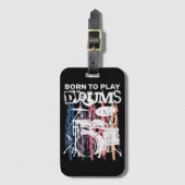 Geboren in Drums Drumming Rock Music Band Drumme Bagagelabel (Voorkant (verticaal))