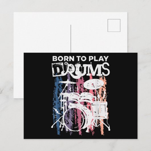 Geboren in Drums Drumming Rock Music Band Drumme Briefkaart (Voorkant / Achterkant)