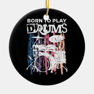 Geboren in Drums Drumming Rock Music Band Drumme Keramisch Ornament