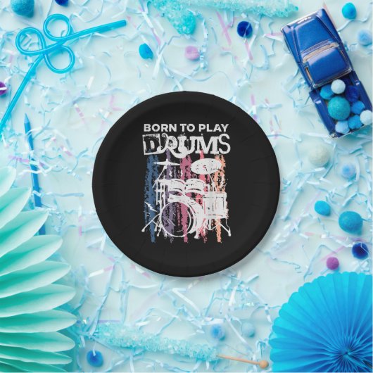 Geboren in Drums Drumming Rock Music Band Drumme Papieren Bordje (Feest)