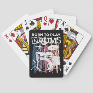 Geboren in Drums Drumming Rock Music Band Drumme Pokerkaarten
