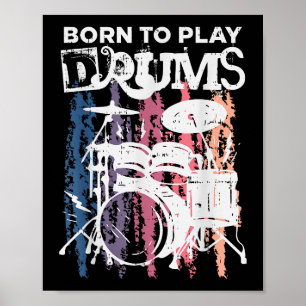 Geboren in Drums Drumming Rock Music Band Drumme Poster