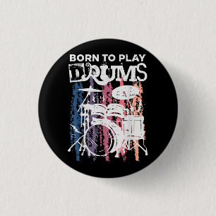 Geboren in Drums Drumming Rock Music Band Drumme Ronde Button 3,2 Cm
