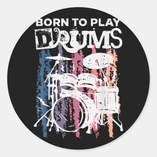 Geboren in Drums Drumming Rock Music Band Drumme Ronde Sticker (Voorkant)