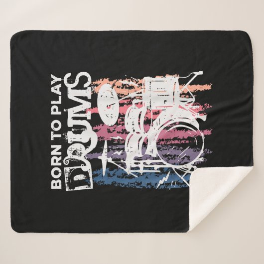 Geboren in Drums Drumming Rock Music Band Drumme Sherpa Deken (Voorkant (horizontaal))