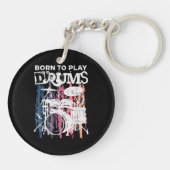Geboren in Drums Drumming Rock Music Band Drumme Sleutelhanger (Achterkant)