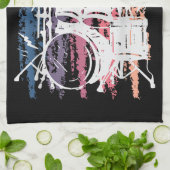 Geboren in Drums Drumming Rock Music Band Drumme Theedoek (Gevouwen)