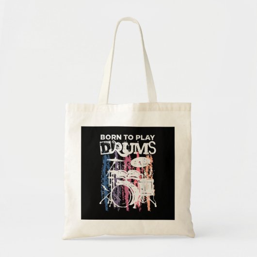 Geboren in Drums Drumming Rock Music Band Drumme Tote Bag (Voorkant)