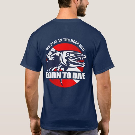 Geboren in duik (Barracuda) T-shirt (Achterkant)