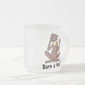 Geboren in een aap matglas koffiemok (Voorkant rechts)