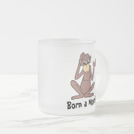 Geboren in een aap matglas koffiemok (Voorkant rechts)