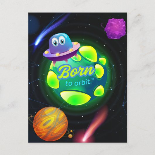 Geboren in een baan briefkaart (Voorkant)