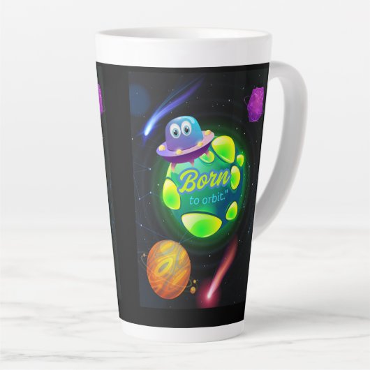 Geboren in een baan latte mok (Rechterhoek)