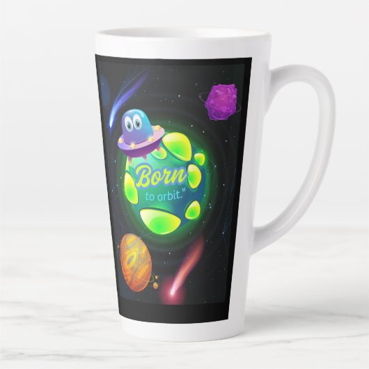 Geboren in een baan latte mok (Rechts)